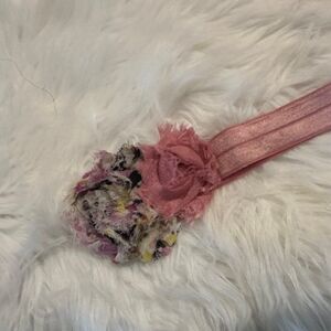 Mauve & Flowers Double Shabby Flowers on a FOE elastic headband  7576  Handmade